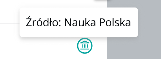 Zielona ikona systemu państwowego, a przy niej objaśnienie - Źródło: Nauka Polska.