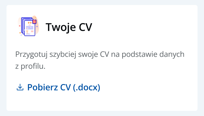 Fragment interfejsu zalogowanego użytkownika portalu Ludzie Nauki. Widoczna na nim sekcja Twoje CV.